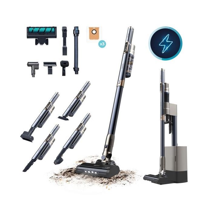 Cecotec Scoba 3000 Station Aspirador de Escoba Vertical con Base de Autovaciado - 210W - Autonomia 40min - Succion 20kPa - Inclu