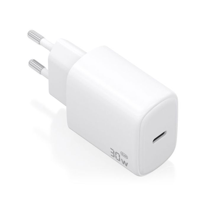 Aisens Cargador GaN 30W - 1xUSB-C PD3.0 - Tecnologia AI - Color Blanco