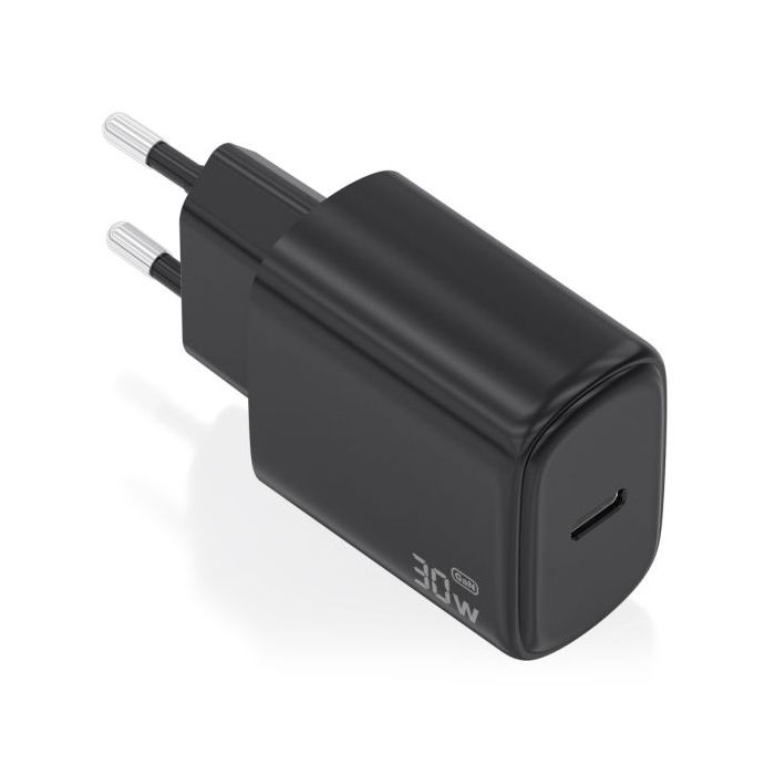 Aisens Cargador GaN 30W - 1xUSB-C PD3.0 - Tecnologia AI - Color Negro