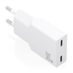 Aisens Cargador de Pared - 30W - GaN - 2xUSB-C - Power Delivery 3.0 - Ultra Delgado - Multiples Protecciones de Seguridad - Colo
