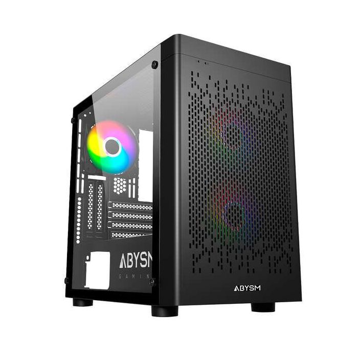 Abysm Danube Inva MX202 Caja Torre ITX, micro ATX - Lateral Cristal Templado - 3.5  y 2.5  - USB-A, USB-C y Audio - 3 Ventilador