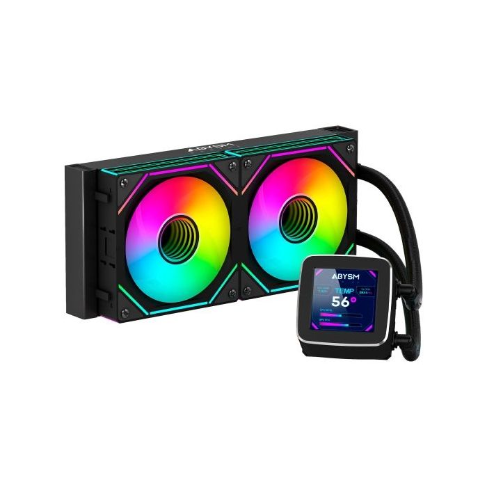 Abysm Oceanic LCD 240 ARGB Kit de Refrigeracion Liquida - 2 Ventiladores de 120mm - Iluminacion ARGB - Pantalla LCD 2.8  - Bomba