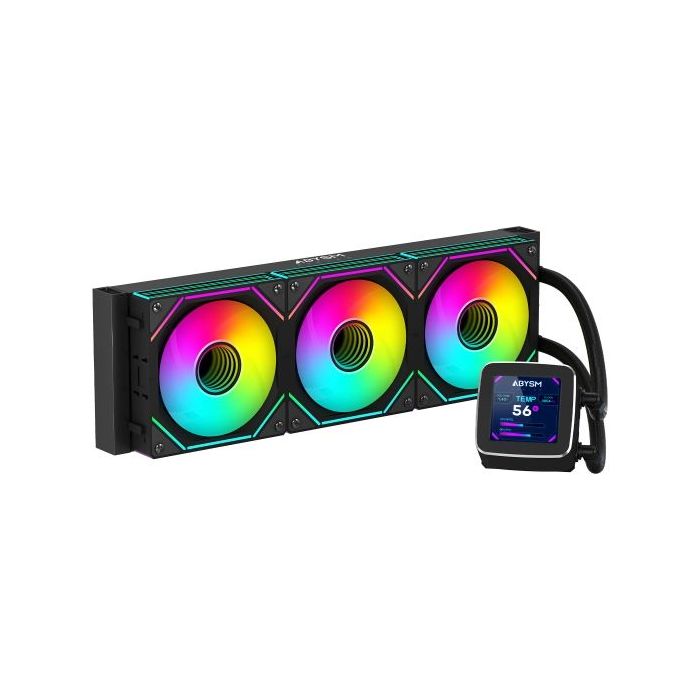 Abysm Oceanic LCD 360 ARGB Kit de Refrigeracion Liquida - 3 Ventiladores de 120mm - Iluminacion ARGB - Pantalla LCD 2.8  - Bomba