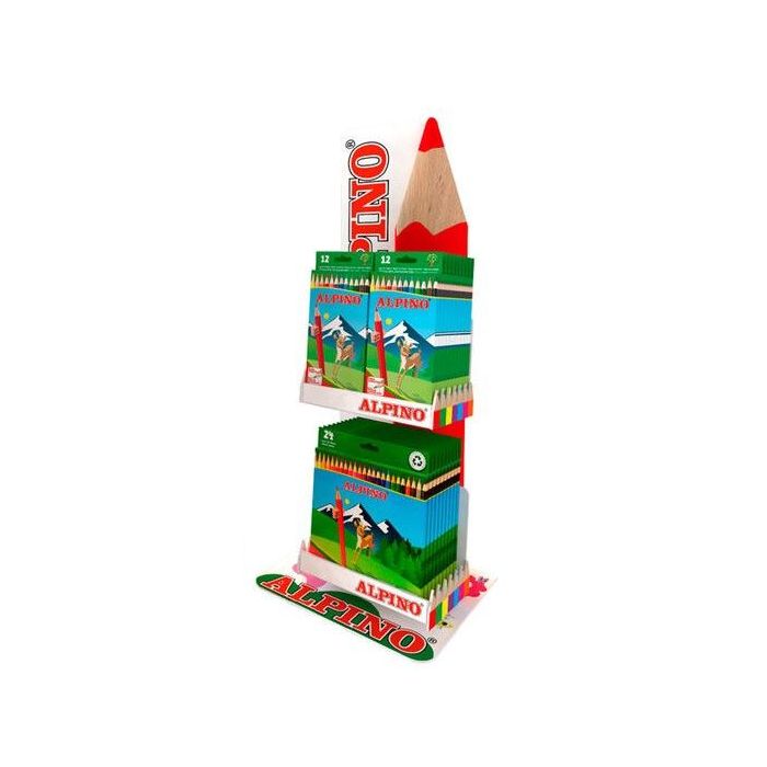 Alpino Estrella Expositor con 12 Packs de 24 Lapices de Colores + 24 Packs de 12 Lapices de Colores - Mina de 3mm - Resistente a