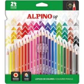 Alpino Up Pack con 24 Lapices de Colores Hexagonales - Mina Premium - Resistente a la Rotura - Colores Surtidos