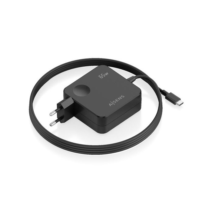 Aisens Cargador de Pared - Cable USB-C Integrado de 1.5m - 65W - Power Delivery 3.0 - Multiples Protecciones de Seguridad - Colo