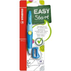 Stabilo Easyergo Pack con Lapiz Retractil + Scapuntas - Mina HB de 3.15mm - Diseño Ergonomico - Uso Zurdo - Color Azul
