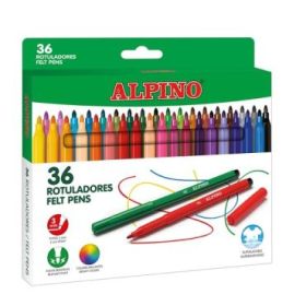 Alpino Pack con 36 Rotuladores de Colores - Punta de 3mm - Superlavables y Brillantes - Uso Escolar - Desarrolla la Creatividad