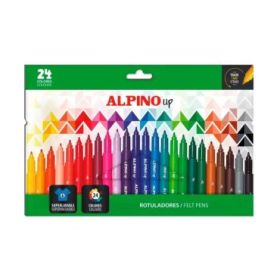 Alpino Up Pack con 24 Rotuladores de Colores - Punta 1mm - Para Trazos Finos y Detallados - Tinta a Base de Agua - Colores Surti