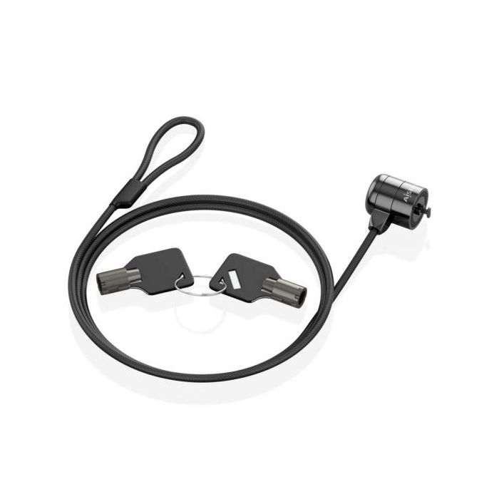 Aisens Cable de Seguridad de Acero con Cerradura de Llave - Compatible con Kensington Lock - para Ordenador, Monitor y Portatil