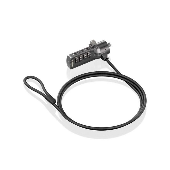 Aisens Cable de Seguridad de Acero con Cerradura de Combinacion - Compatible con Kensington Lock - Bloqueo de 4 Digitos - Revest