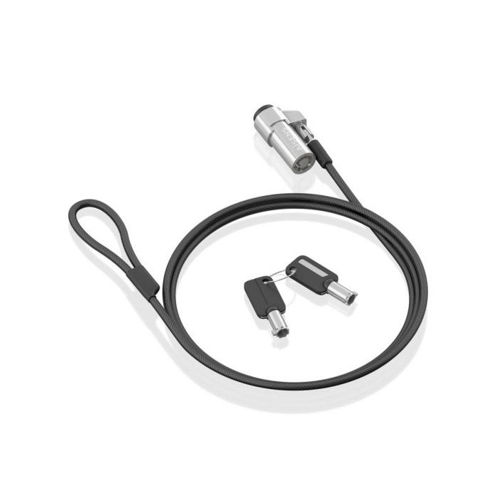 Aisens Cable de Seguridad de Acero con Cerradura de Llave - Compatible con Ranura Nano 2.5x6mm - Revestimiento de Vinilo - Color