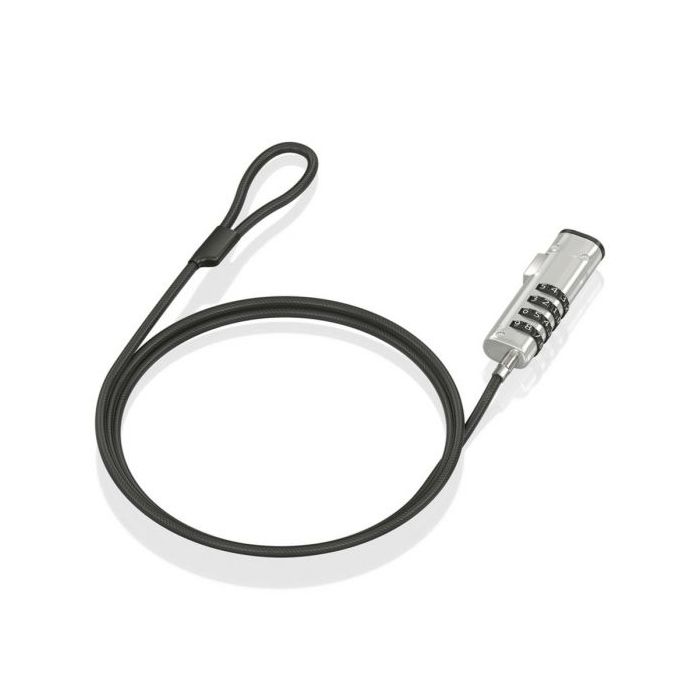 Aisens Cable de Seguridad Nano con Combinacion - Acero Revestido en Vinilo - Compatible con Ranura Nano 2.5x6mm - Cerradura de 4