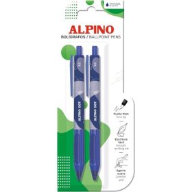 Alpino Dot Pack con 2 Boligrafos Retractiles - Punta 1mm - Agarre Suave - Tinta Azul - Color Azul