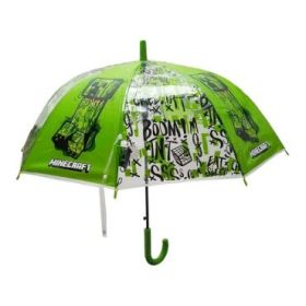 Safta Minecraft TNT Paraguas Manual de 76cm - 8 Paneles - Asa y Punta de PVC - POE Transparente - Nervios de Acero de 8mm - Colo