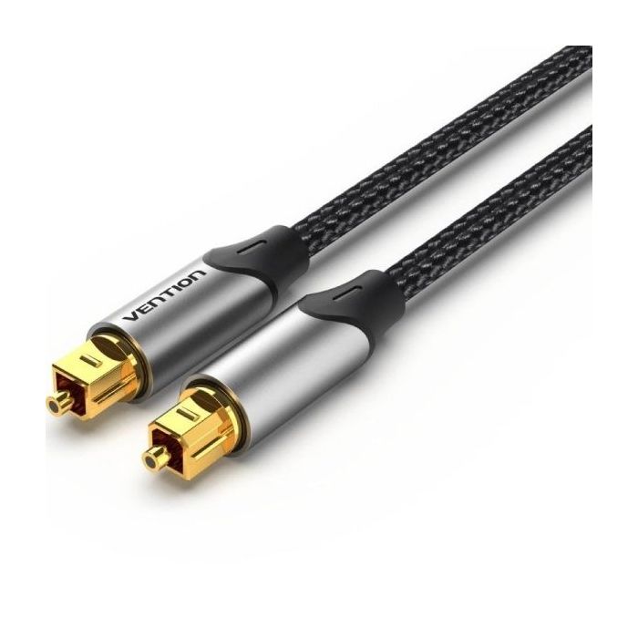Vention Cable de Fibra Optica - Longitud 15m - Sonido Dolby - Conectores Chapados en Oro - Cubierta Trenzada de Nailon - Nucleo