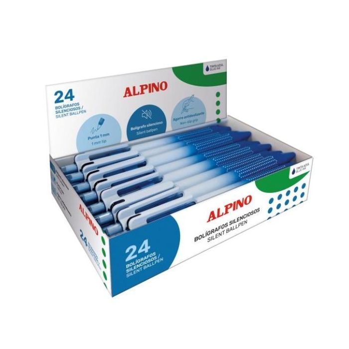 Alpino Boligrafo Retractil Silencioso - Punta 1mm - Agarre Antideslizante - Color Azul