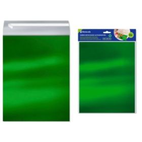 Bismark Pack de 4 Sobres Metalizados - Medidas 324x254mm - Cierre Autoadhesivo - Ideal para Regalos - Color Verde Metalizado