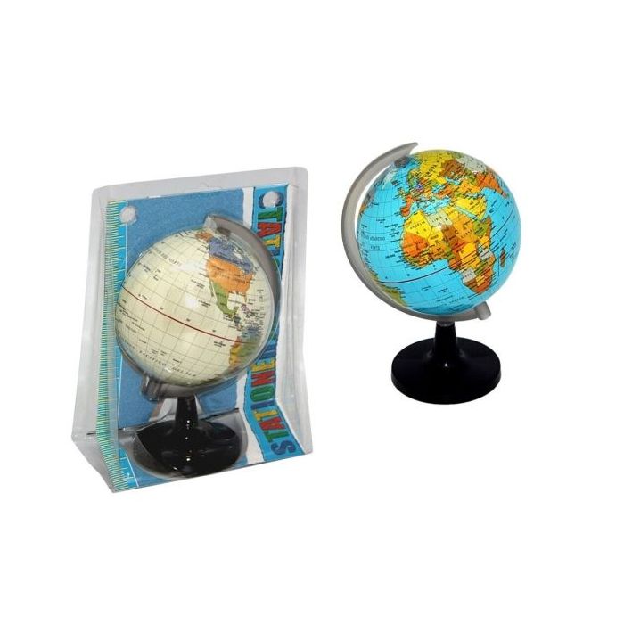 Bismark Esfera Geografica con Meridiano 10cm - Esfera Geografica con Meridiano - Cartografia Fisico-Politica - Base Alta y Robus