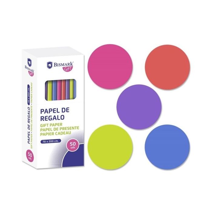 Bismark Neon Rollo de Papel Regalo - Medidas 70cmx200cm - 5 Colores Neon