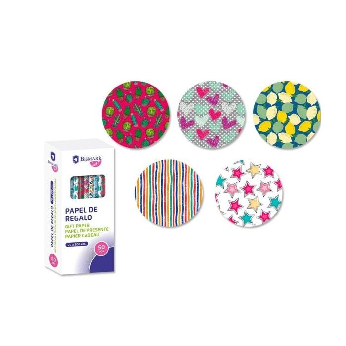 Bismark Moments Rollo de Papel Regalo - Medidas 70cmx200cm - 5 Diseños Diferentes