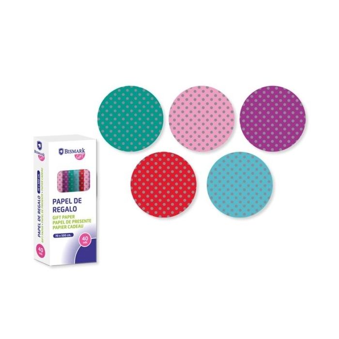 Bismark Dots Rollo de Papel Regalo - Medidas 70cmx500cm - 5 Diseños Diferentes