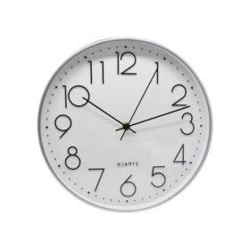 Bismark Reloj Oficina Plata - Marco Plastico - Lente de Cristal - Manecillas de Aluminio - Esfera de PVC - Color Plata