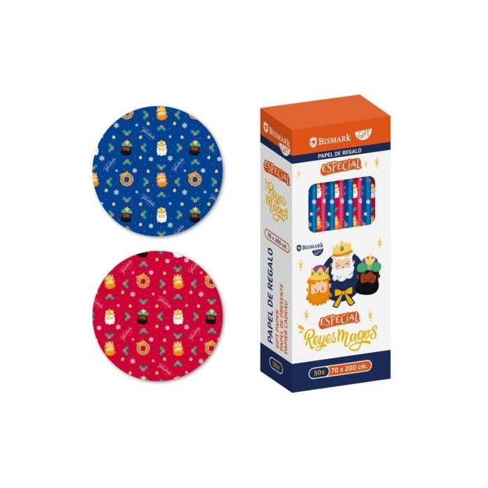 Bismark Navidad Reyes Magos Rollo de Papel Regalo - Medidas 70cmx200cm - 2 Diseños Diferentes