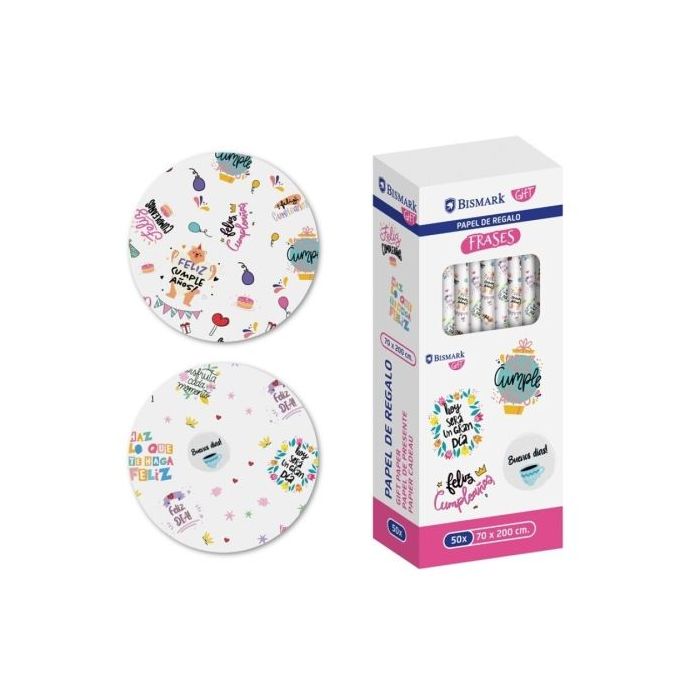 Bismark Frases Rollo de Papel Regalo - Medidas 70cmx200cm - 2 Diseños Diferentes