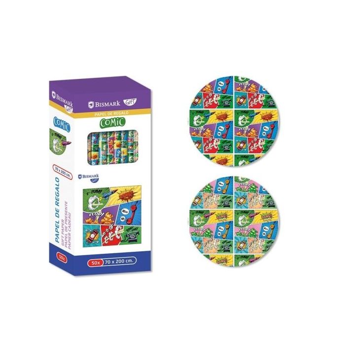 Bismark Comic Rollo de Papel Regalo - Medidas 70cmx200cm - 2 Diseños Diferentes