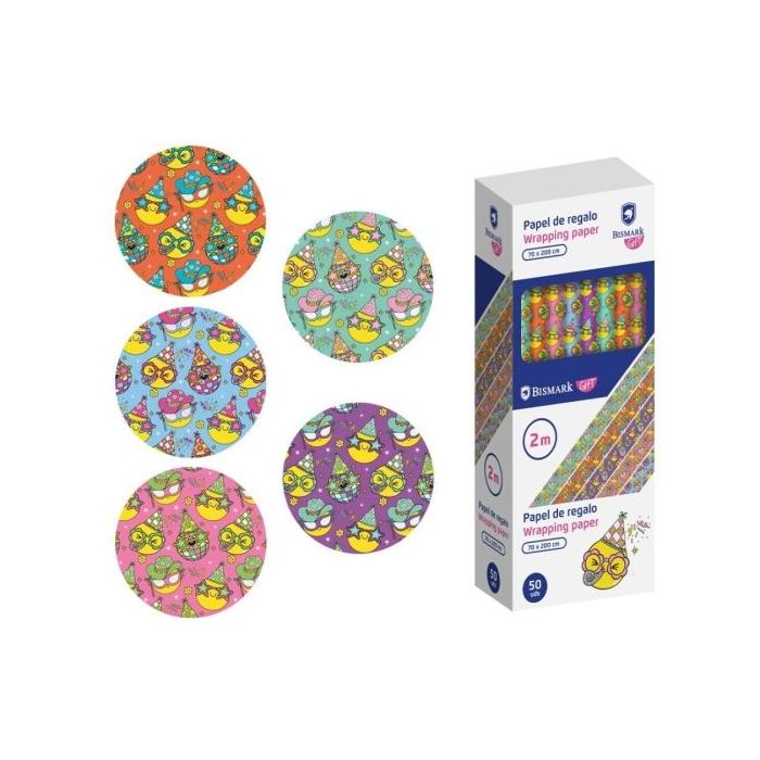 Bismark Emojies Rollo de Papel Regalo - Medidas 70cmx200cm - 5 Diseños Diferentes