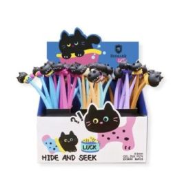 Bismark Animals Gato Boligrafo Tacto Soft con Divertidos Gatitos Negros - Punta Fina - Tinta Gel Color Negro - 6 Diseños Diferen