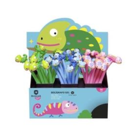 Bismark Animals Camaleon Boligrafo Tacto Soft con Divertidos Camaleones - Punta Fina - Tinta Gel Color Negro - 3 Diseños Diferen