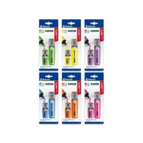 Bismark Long-Life Pack de 1 Mini Marcador + 1 Marcador Fluorescente - Tinta de Secado Rapido - Punta Biselada - Ideal para Subra