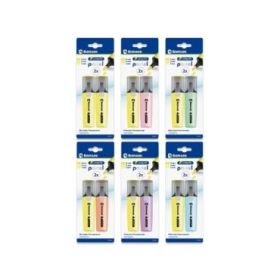 Bismark Long-Life Pack de 2 Marcadores Fluorescentes- Tinta de Secado Rapido - Punta Biselada - Ideal para Subrayar y Resaltar -