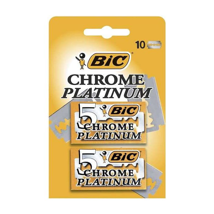 Bic Chrome Platinum Pack de 2 Cajas de 5 Hojas de Afeitar Doble Filo