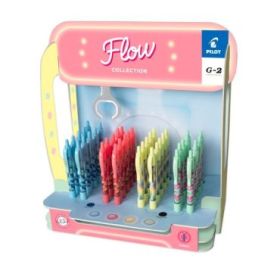 Pilot G-2 Flow Expositor con 48 Boligrafos Tinta de Gel Retractiles - Punta 0.7mm - Trazo 0.32mm - Recargable - Grip Ergonomico