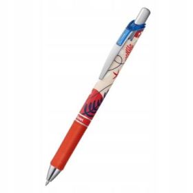 Pentel Energel Boligrafo de Tinta Gel Retractil 0.7mm - Trazo 0.35mm - Recargable - Grip de Agarre - Tinta Color Azul - Diseños