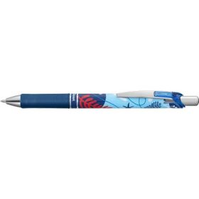 Pentel Energel Boligrafo de Tinta Gel Retractil 0.7mm - Trazo 0.35mm - Recargable - Grip de Agarre - Tinta Color Azul - Diseños