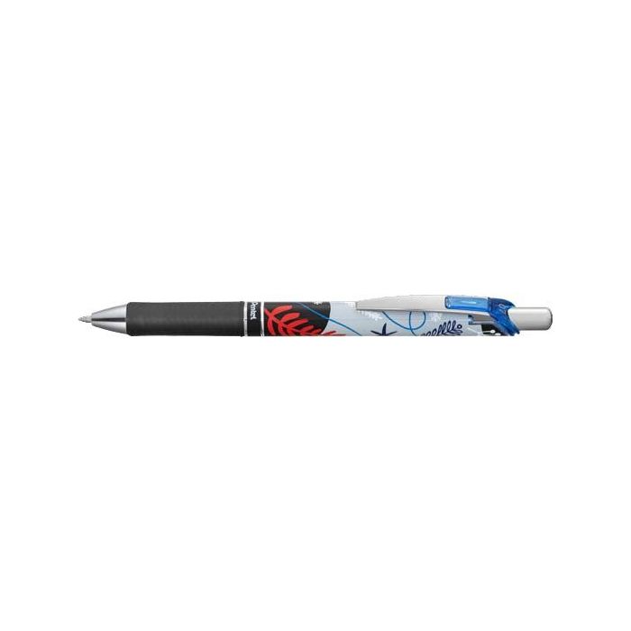 Pentel Energel Boligrafo de Tinta Gel Retractil 0.7mm - Trazo 0.35mm - Recargable - Grip de Agarre - Tinta Color Azul - Diseños