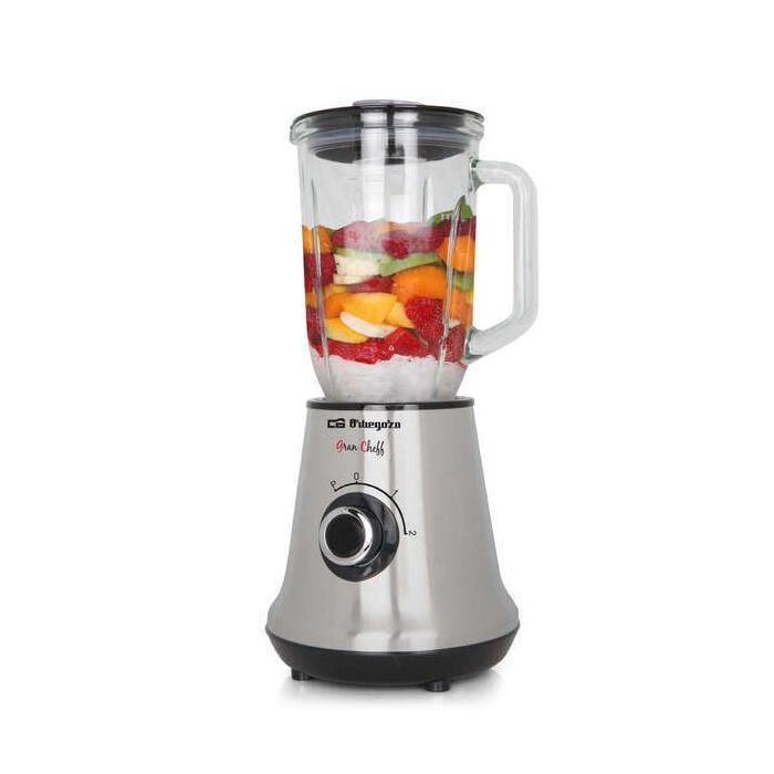Orbegozo BV 3500 Batidora de Vaso Saludable - Jarra de Cristal 1.5L - Cuchilla Acero Inoxidable - 2 Velocidades - Potencia 500W