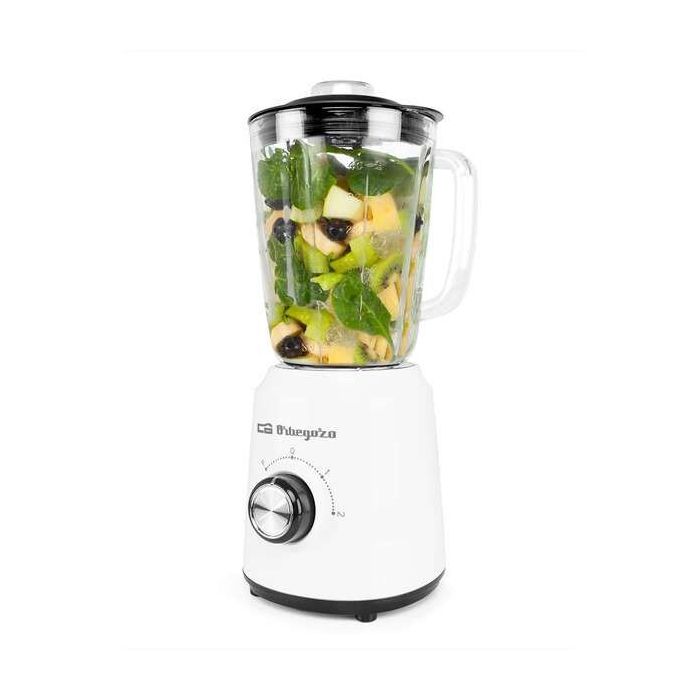 Orbegozo BV 5040 Batidora de Vaso Potente y Segura - 500W de Potencia - Vaso de Cristal de 1.5L - Cuchilla de Acero Inoxidable -