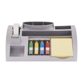 Post-It Index Organizador de Sobremesa - Incluye Bloc de Notas, Marcadores y Cinta Adhesiva - Forma - Color Gris