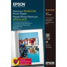 Epson Premium Semiglossy Photo Pack de 20 Hojas de Papel Fotografico - A4 - Gramaje de 251g/m2 - Acabado Semibrillante - Compati