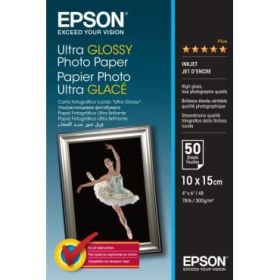 Epson Ultra Glossy Photo Pack de 50 Hojas de Papel Fotografico - 10x15cm - Gramaje de 300g/m2 - Acabado Brillante - Compatible c