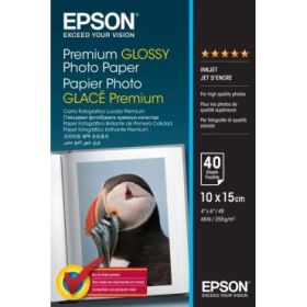 Epson Premium Glossy Photo Pack de 40 Hojas de Papel Fotografico - 10x15cm - Gramaje de 255g/m2 - Acabado Brillante - Compatible