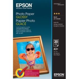 Epson Photo Glossy Pack de 20 Hojas de Papel Fotografico - A3+ - Gramaje de 200g/m2 - Acabado Brillante - Compatible con Impreso
