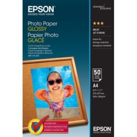 Epson Photo Glossy Pack de 50 Hojas de Papel Fotografico - A4 - Gramaje de 200g/m2 - Acabado Brillante - Compatible con Impresor