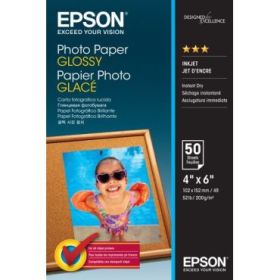 Epson Photo Glossy Pack de 50 Hojas de Papel Fotografico - 10x15cm - Gramaje de 200g/m2 - Acabado Brillante - Compatible con Imp