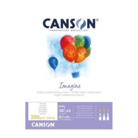 Canson Imagine Bloc Encolado de 50 Hojas A3 - Grano Fino - 29.7x42cm - 200g - Color Blanco